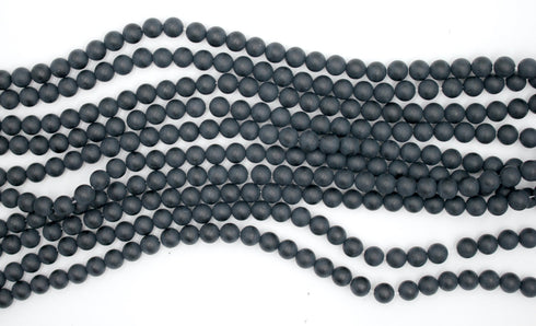 Matte Black Onyx Gemstone Beads, Round, 6mm
